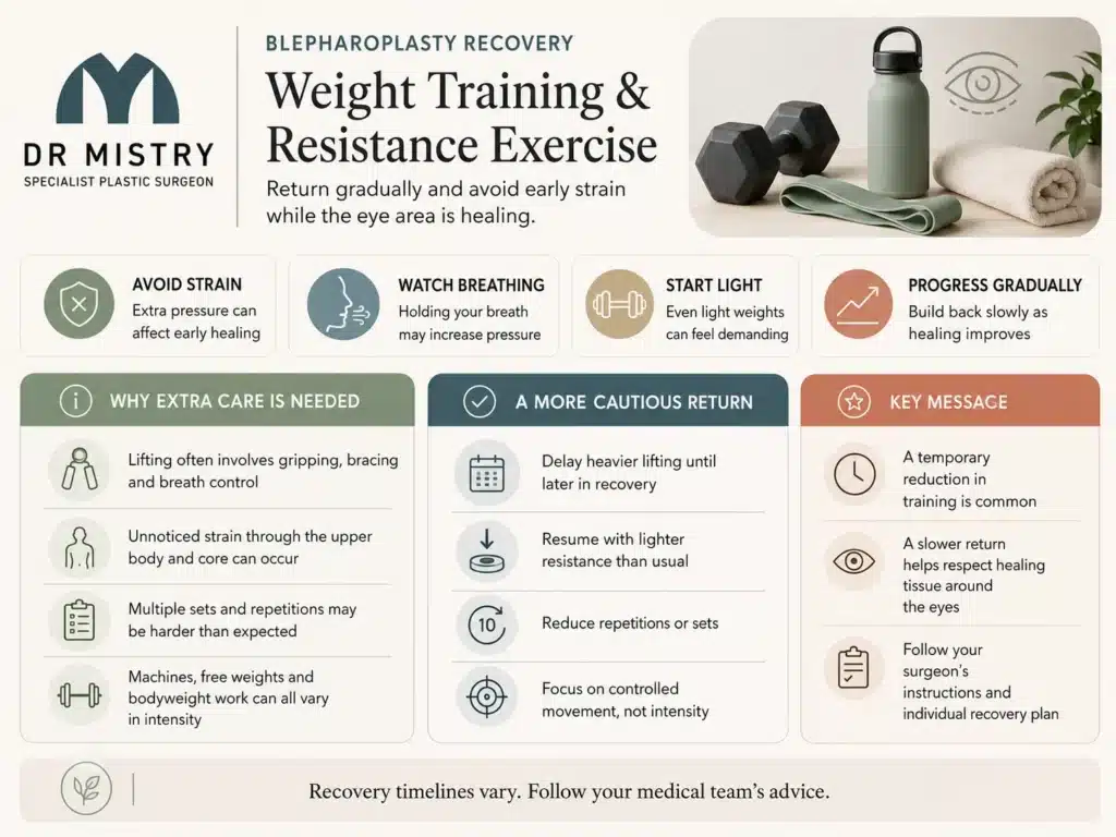 Blepharoplasty Recovery Weight Training and Resistance Exercise by Dr Mistry